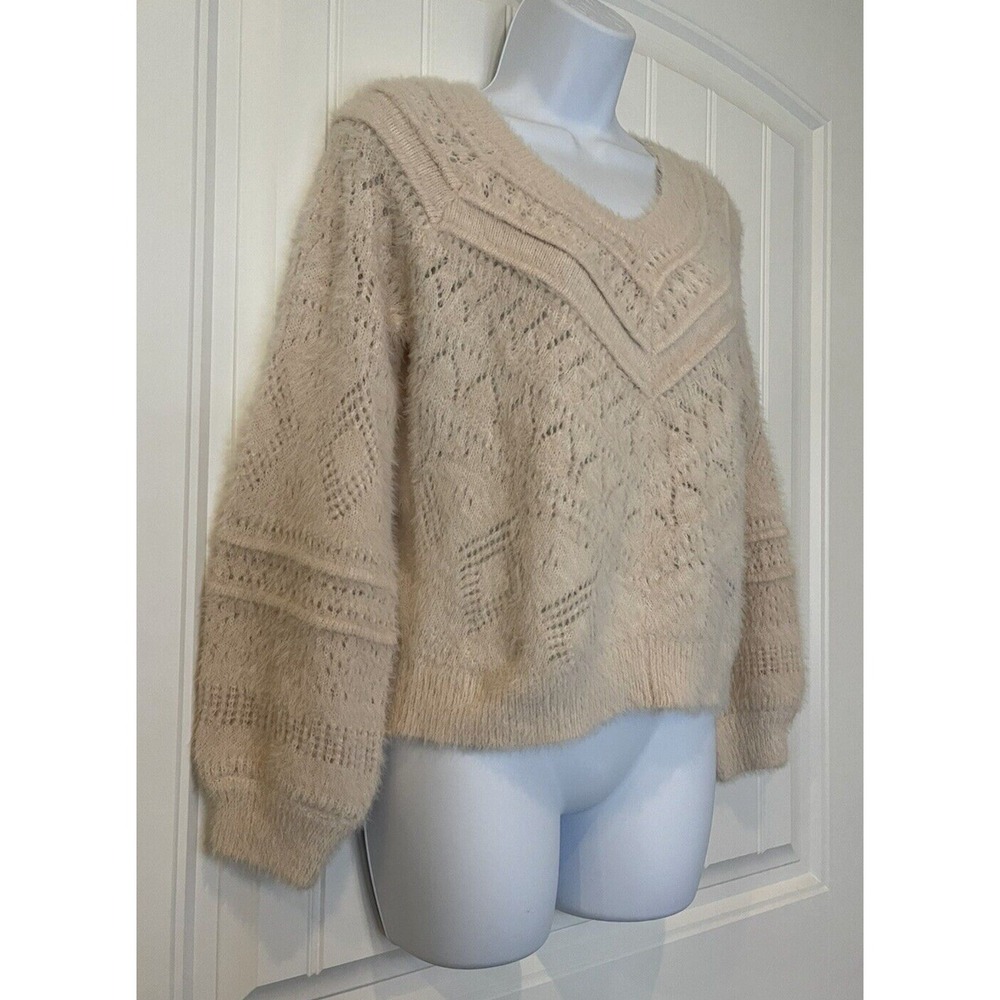 LC Lauren Conrad Sweater Women's XS Fuzzy Soft Long Sleeve in Light Pink - Picture 2 of 13